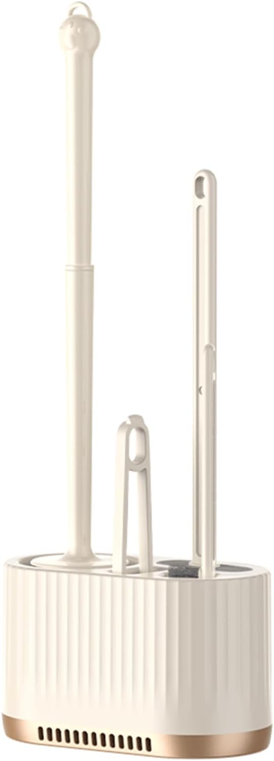 Basaza Toilet Brush and Holder Set Toilet Bowl Cleaning Brush and Holder for Bathroom 4 in 1 Beige Toilet Bowl Cleaner Brushes & Holders Bathroom Accessories Floor Standing or Wall Mounted
