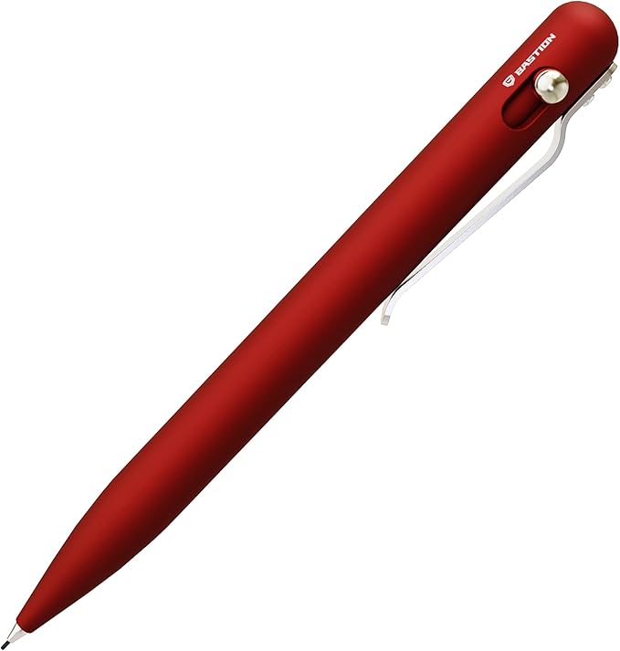 BASTION® Luxury Mechanical Pencil, Professional Lightweight Medium Point Aluminum Pencil for Birthday Gift includes 20 x 0.77mm Lead Refills - Red