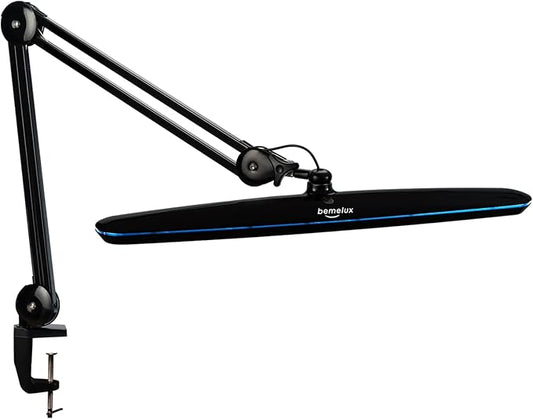 Task Lamp with Clamp, Bright 117PCS LEDs, Metal Swing Arm 24W 2200 Lumen Dimmable Led Desk Lamp for Architect Home Office Study Reading Dorm Workbench Craft, 23 Inch Working Lamp(Black)