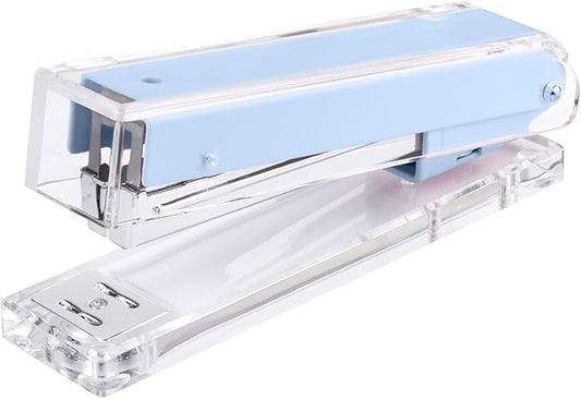 Honagu Clear Acrylic Stapler - Modern Desk Stapler for Home, Office, or School (Macaron Blue)