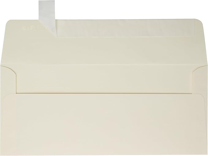 LUXPaper #10 Business Envelopes | Peel & Press | 4 1/8" x 9 1/2" | Natural Linen | 80lb. Text | 50 Qty