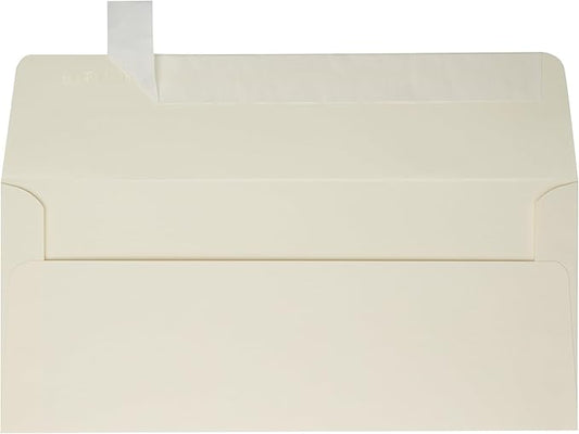 LUXPaper #10 Business Envelopes | Peel & Press | 4 1/8" x 9 1/2" | Natural Linen | 80lb. Text | 50 Qty