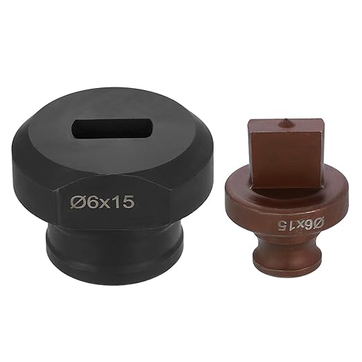 HARFINGTON Hydraulic Hole Punch Die 6x15mm Slotted Hole 40Cr Steel Electric Punching Kit for MHP-20 JP-20 Electric Punching Machine, Burgundy & Black