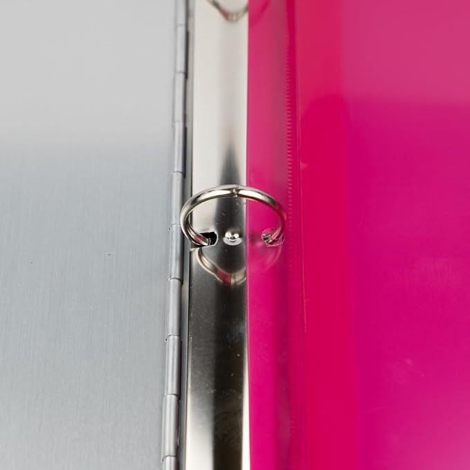 JAM PAPER Plastic 3 Hole Punch Binder Envelopes with Hook & Loop Closure - Letter Booklet - 9 1/2 x 11 1/2 with 1 Inch Expansion - Pink - 12/Pack