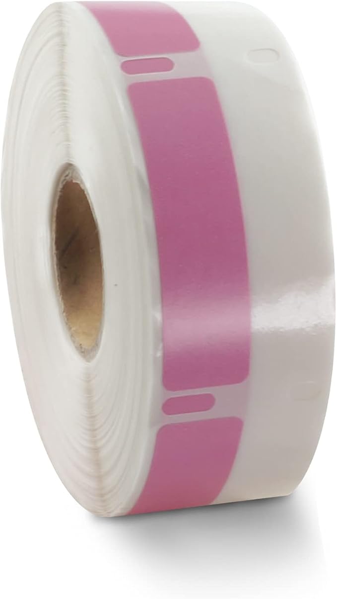 BETCKEY Colored Labels Compatible with Dymo 30346 (1/2" x 1-7/8") Library Barcode Labels, Compatible for Dymo LabelWriter Thermal 450, 4XL & Zebra Desktop Printers [1 Roll, Pink]