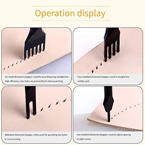 Alloy Steel 4pcs 6mm 1/2/4/6 Prong Lacing Diamond Stitching Chisel Hole Punches Tool,Sharp Pricking Iron Leather Craft Tool Sets DIY Handwork