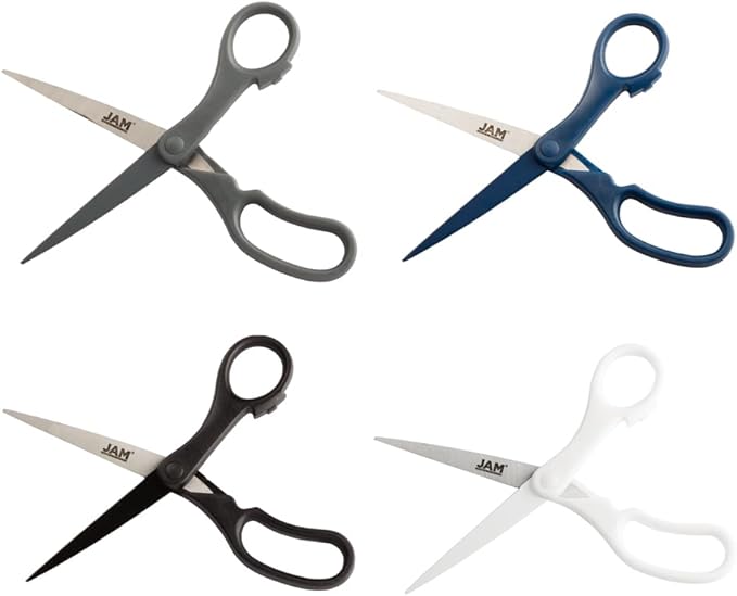 JAM PAPER Multi-Purpose Precision Scissors Set - 8 Inch - Business Assortment - Ergonomic Handle & Stainless Steel Blades - 4/Pack