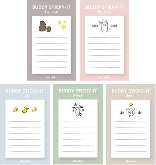 Monolike Buddy Ver.1 Sticky-it - 5p Set Self-Adhesive Memo Pad 50 Sheets