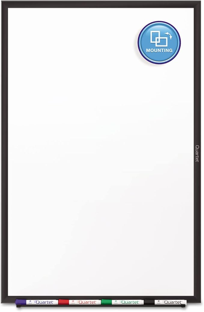 Quartet Whiteboard, Non-Magnetic Dry Erase White Board, 5' x 3', Total Erase, Black Aluminum Frame (S535B)