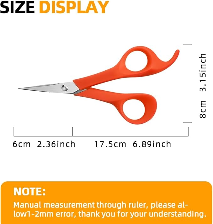 Precision Detail Scissors,Pointed Small Craft Scissors,Stainless Steel Sharp Blades Scissor with Safety Cap,Mini Sewing Scissor Set Embroidery Quilting Knitting Crafting 6 inch