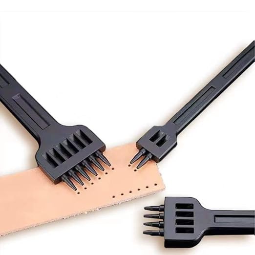 4mm 2/4/6 Claw Tooth Leather Stitching Chisels Round Hole Punching Tool Set for DIY Leather Craft