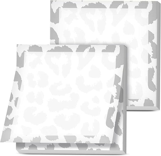 Sticky Notes, 2 Pads, 3x3 inches, Cute Colorful Fun Self-Stick Note Pads, Easy Post, Strong Adhesive Notepad Light Grey Leopard
