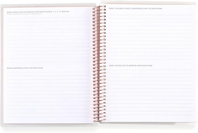 Erin Condren 7" x 9" Prompted Vision Journal - Cherry Blossom Changeable Cover w/Rose Gold Coil. Vision Spreads, Lined, Dot grid, Sketchbook pages w/ 160 pg/80 Sheets of 80# Mohawk Paper