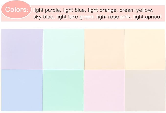 Sticky Notes 3x3 inch, 8 Pads, Pastel Colors Self-Stick Pads, Self-Adhesive Sticky Notes, 8 Pads/Pack, 80 Sheets/Pad, Total 640 Sheets