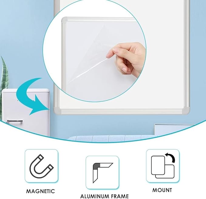 DEVELOP Grey Felt Bulletin & Magnetic Dry Erase Combo Board, 24 x 18 Inch, Wall Mounted Whiteboard/Grey Felt Bulletin Combination Board with Marker Tray, Pins, Eraser, Markers & Magnets