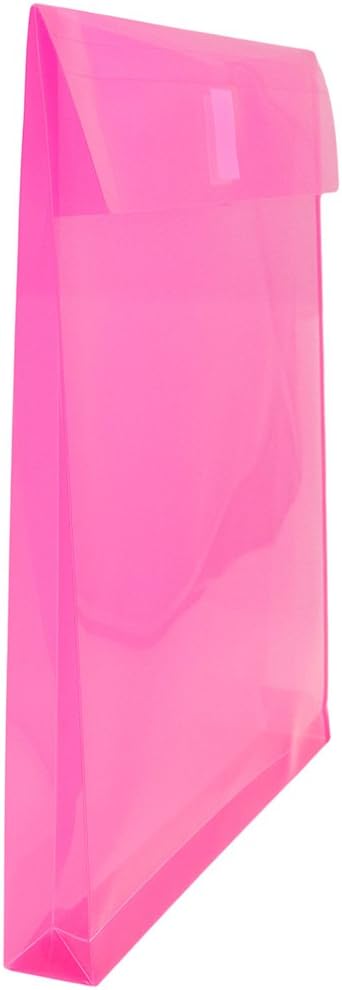 JAM PAPER Plastic Expansion Envelopes with Hook & Loop Closure - Letter Open End - 9 3/4 x 11 3/4 with 1 Inch Expansion - Fuchsia Pink - 12/Pack