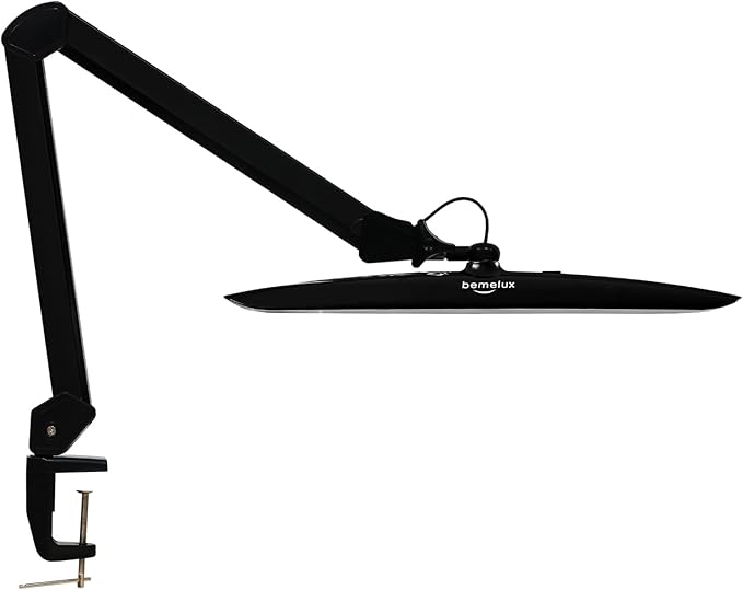 117PCS LED Clamp Desk Lamp, 20 Inch Metal Swivel Arm with Protective Casing, 2200 Lumens, Dimmable Task Lamp for Reading, Office Work, Sewing, Study, and Crafts(Black)