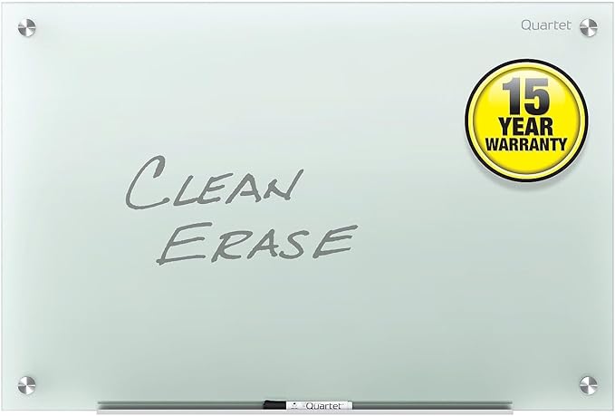 Quartet Whiteboard, Glass Dry Erase Board, Non-Magnetic, 8' x 4', Infinity Frameless Mounting, Frosted Surface, Accessory Tray and 1 Dry Erase Marker (G9648F)