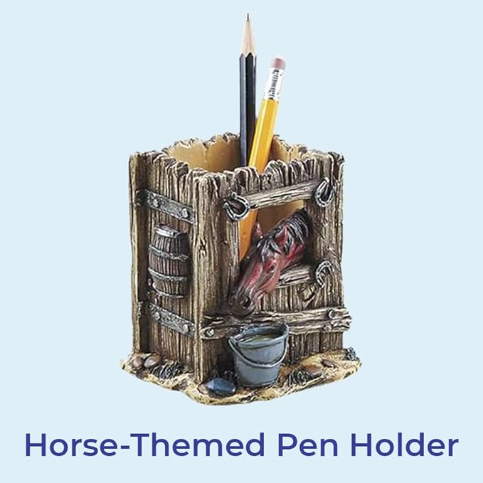 SAGEFINDS Horse-Themed Pen Holder | Desktop Stationery Organizer | Desk Storage Accessories | Home Office Pencil Cup Container | Gift for Horse Lovers
