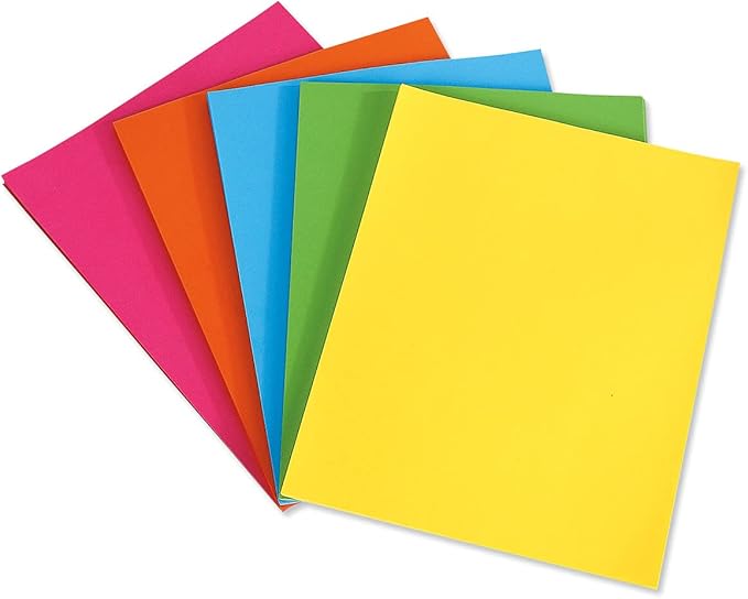Neon Paper Pack of 150 (30 of Each Color), 8-1/2-x-11 Inches, 110 GSM 29 lb Colorful Computer Printer Paper