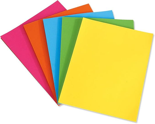 Neon Paper Pack of 150 (30 of Each Color), 8-1/2-x-11 Inches, 110 GSM 29 lb Colorful Computer Printer Paper