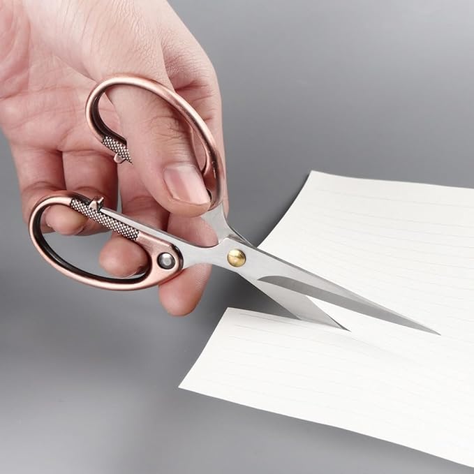 5" All Stainless Steel Office Scissors,Ultra Sharp Blade Shears,Sturdy Sharp Scissor for Office Home School Sewing Fabric Craft Supplies Multipurpose Scissors Bronze