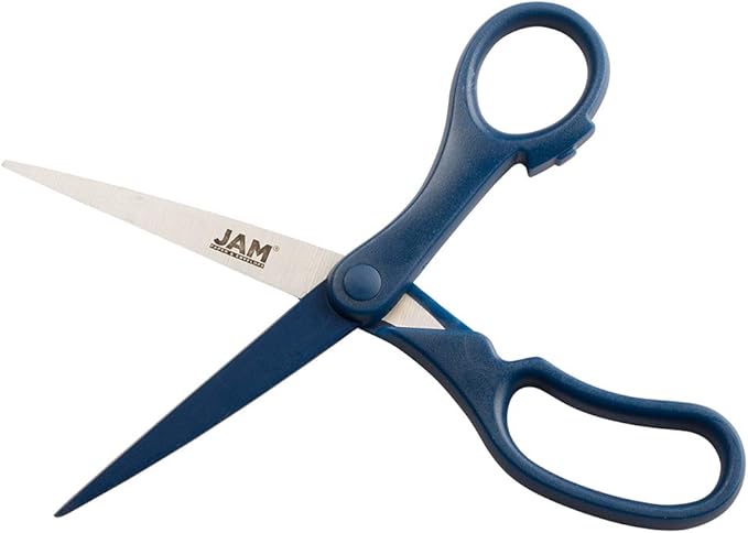 JAM PAPER Multi-Purpose Precision Scissors - 8 Inch - Navy Blue - Ergonomic Handle & Stainless Steel Blades - Sold Individually