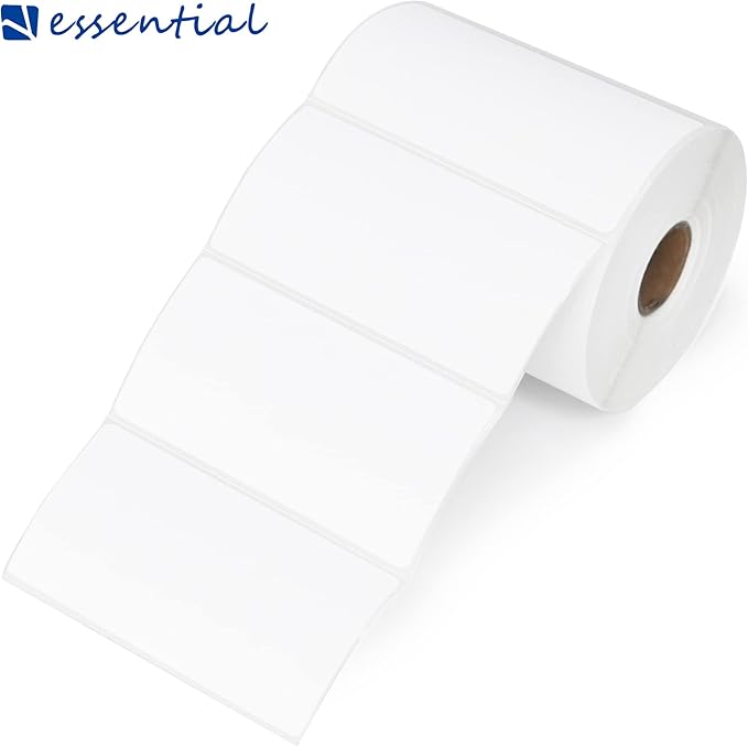 ESSENTIAL 4"x 2" (101mm × 50mm) Direct Thermal Barcode Labels, Shipping Labels, Compatible with Zebra & Rollo Label Printer, 750 Labels of Roll (12 Rolls, 9000 Labels)