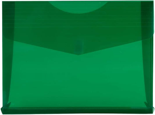 JAM PAPER Plastic Expansion Envelopes with Hook & Loop Closure - Letter Booklet - 9 3/4 x 13 with 2 Inch Expansion - Green - 12/Pack