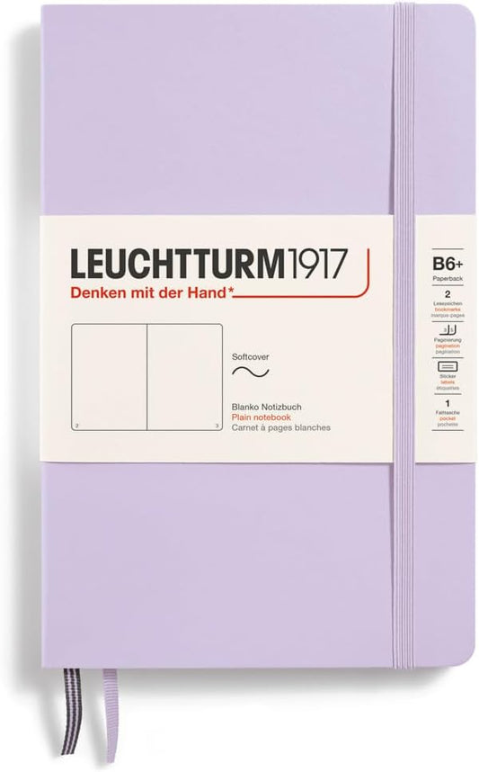 LEUCHTTURM1917 - Notebook Softcover Paperback B6+ - 123 Numbered Pages for Writing and Journaling (Plain, Lilac)