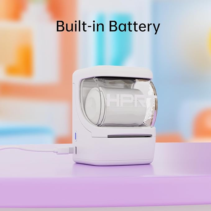 NEW1 Label Printer 2 Inch Portable Inkless Bluetooth Label Maker for Small Business, Home, School, Sticker Printer for Address, Logo, Barcode, Clothing, with Automatic Label Recognition（White）