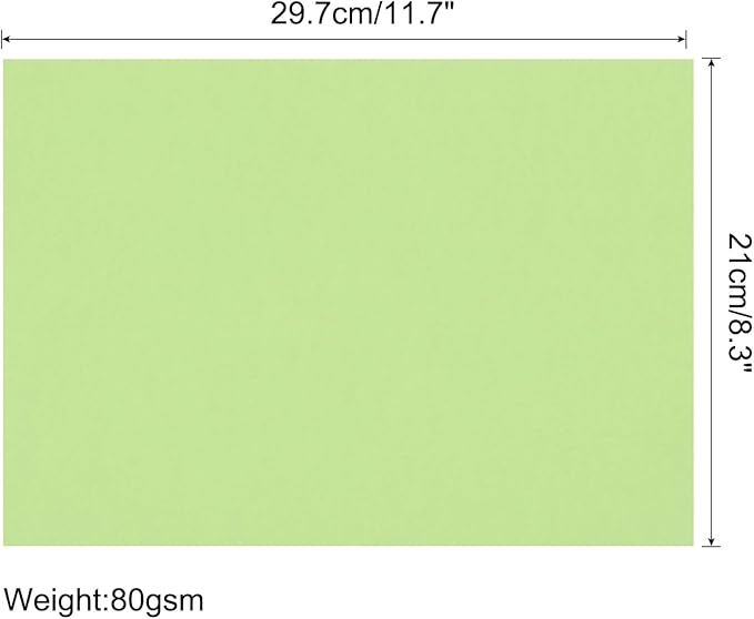 MECCANIXITY 125 Sheets A4 Colored Print Copy Paper 8.5" x 11" Origami Paper Printer Paper 80gsm for Printing, Document Copying, Art Craft, Light Green