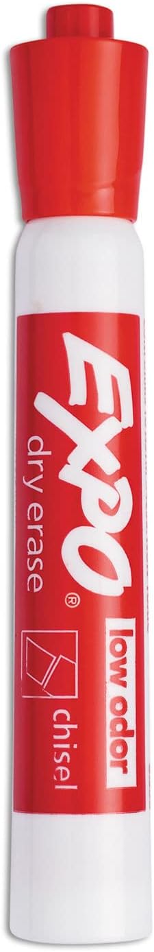 EXPO Low Odor Dry Erase Markers Chisel Tip Red 12 Count