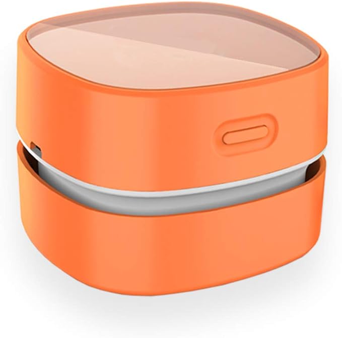 ODISTAR Desktop Vacuum Cleaner,Mini Table dust Sweeper Energy Saving with auto Power-Off Function,High Endurance up to 400 mins,Cordless&360º Rotatable Design for Keyboard/Office(Orange Charging)