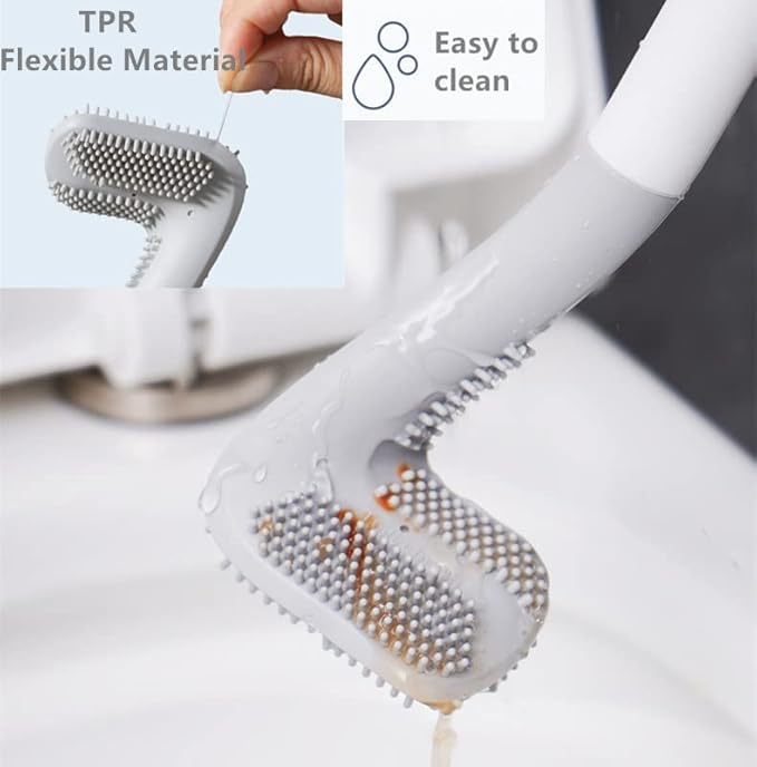 Long Handled Golf Toilet Brush，Flexible Silicone Toilet Bowl Cleaning Brush，Wall-Mounted 360 ° Non-Dead Angle Toilet Cleaning Brush (Black and Green)