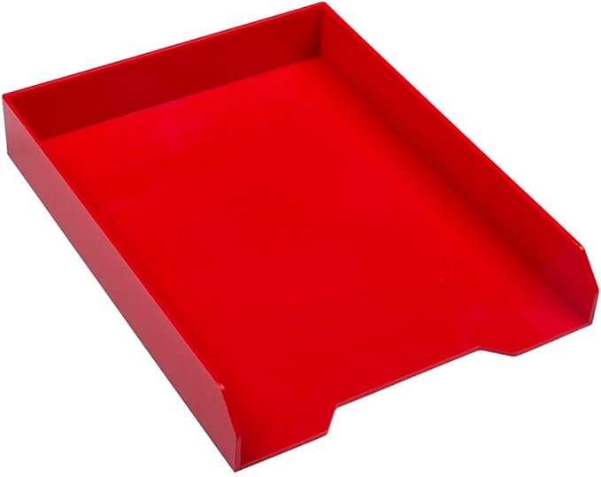 JAM PAPER Stackable Paper Trays - Red - Desktop Document, Letter, & File Organizer Tray - 2/Pack