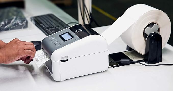 Brother TD-4550DNWB 4-inch Thermal Desktop Barcode and Label Printer, for Labels, Barcodes, Receipts and Tags, 300 dpi, 6 IPS, Standard USB and Serial, Ethernet LAN, Built-in Wi-Fi and Bluetooth,White