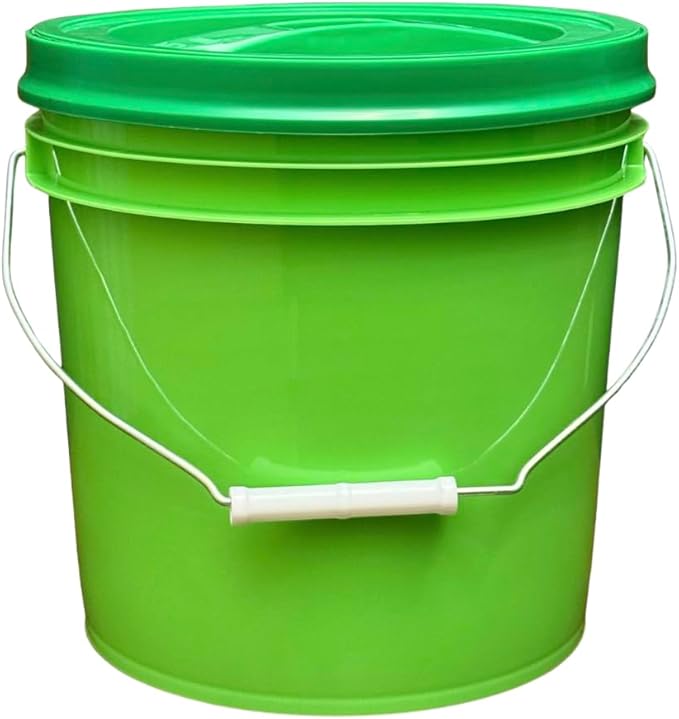 House Naturals 2 Gallon Food Grade - BPA Free Made in USA Buckets Lime Color pails with Screw On Gasket Lids (2, Lime - Green lids)
