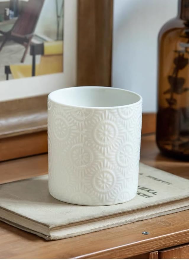 Pen Holder,Nordic Style Ceramic Waterproof Pencil Holder for Desk Simple&Modern Minimalist Makeup Organizer Multifunctional Office Supplies for Home,Kids and Schoo,White