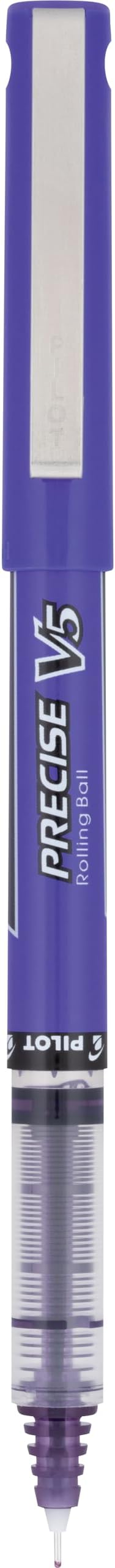 Pilot Precise V5 Rollerball Pens, Extra Fine Point 0.5 mm Purple Pens, Purple, Pack of 12 - Ideal for School, Journaling & Office Writing