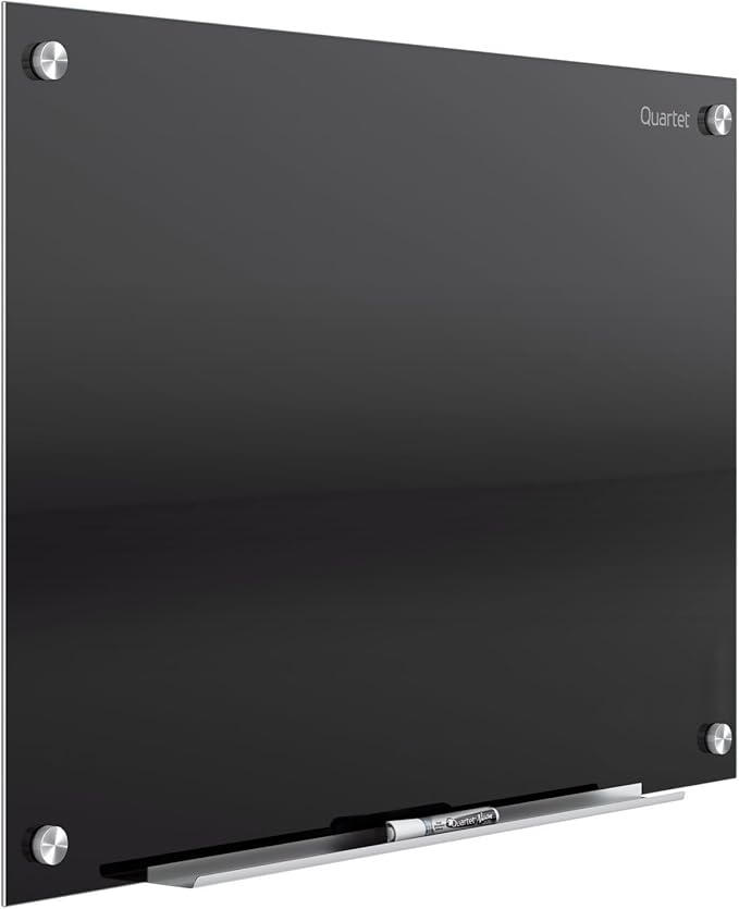 Quartet Glass Whiteboard, Magnetic Dry Erase White Board, 72" x 48', Black Surface, Infinity (G7248B)