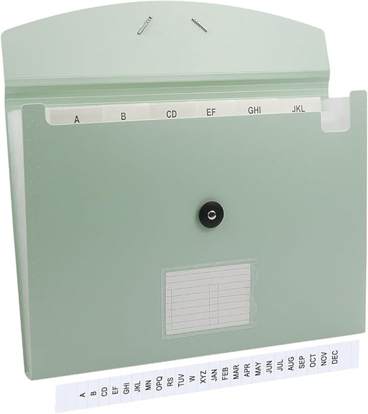 Green Expandable File Folders, Expanding Receipt Organizer, Accordion Folder File Folders, Important Document Organizer, Accordion Folder for Office/School