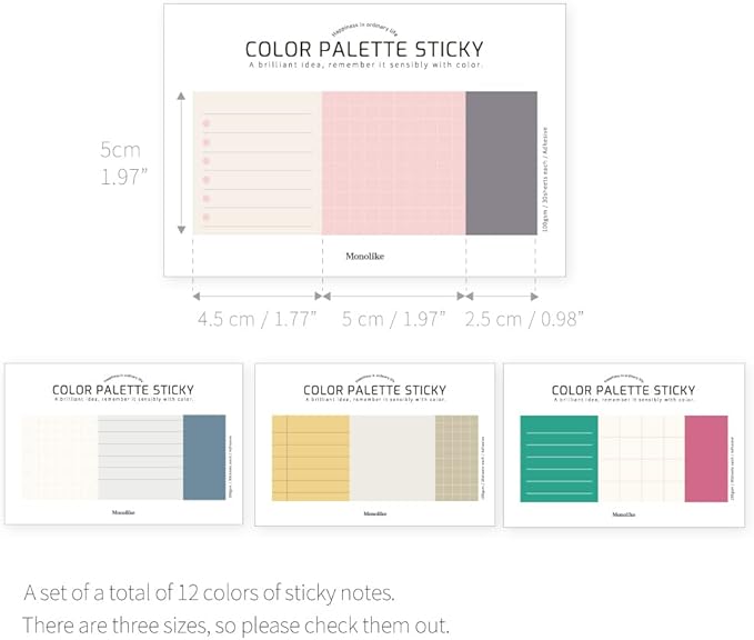 Monolike Color Palette Sticky Plan 30p A Set 4P - Self-Adhesive Memo Pad 30 Sheets