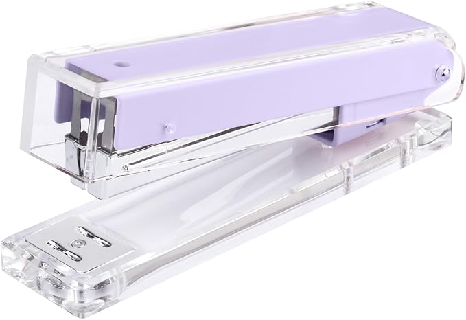Honagu Clear Acrylic Stapler, Desktop Stapler, Office Stapler, Elegant Modern Desk Accessory for The Desk at Home, Office, or School（Purple）