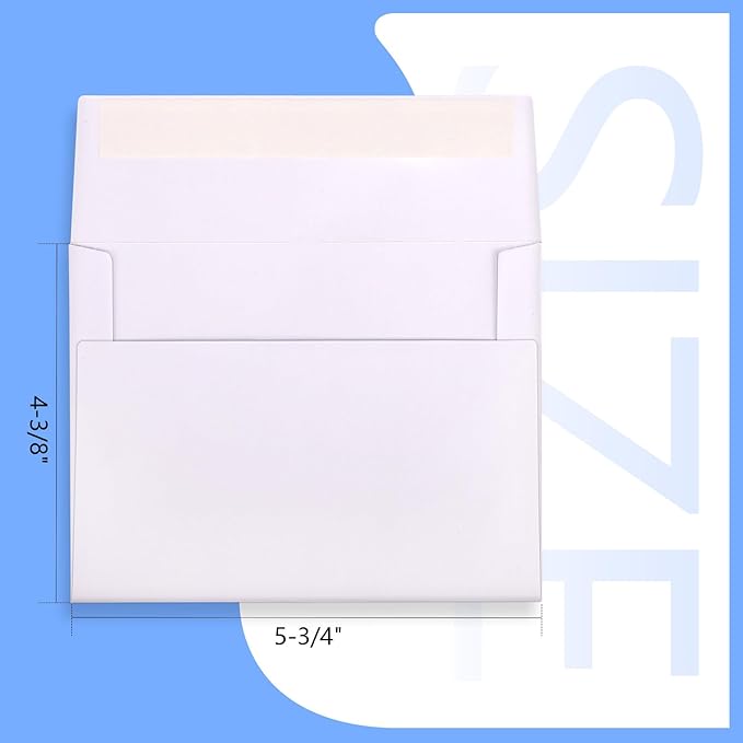 A2 Envelopes Self Seal 500 Pack - 4-3/8 x 5-3/4 White Invitation Envelopes Bulk for Postcard, Wedding, RSVP, Thank You Notes, Announcements, Greeting Cards, Photos