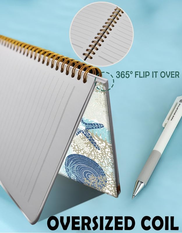 Spiral Journal Notebook for Women,A5 College Ruled Notebooks 6"x 8.4", 120 Pages (60 Sheets) Lined Journal with Premium Thick Paper,Perfect for School Office Home(Cute Coral Seashell)