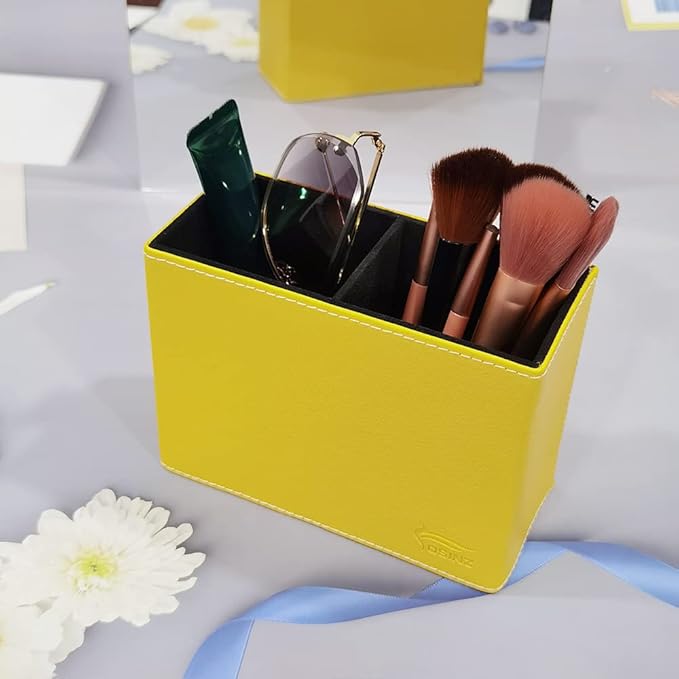 Pen Pencil Holder Cup Container PU Leather Desk Organizer Stand Decor Brush Scissor Decoration Office Home School