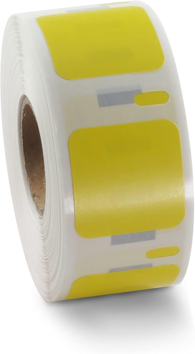 BETCKEY Colored Labels Compatible with Dymo 30332 (1" x 1") Square QR Code Labels, Compatible for Dymo LabelWriter Thermal 450, 4XL & Zebra Desktop Printers [2 Rolls, Yellow]