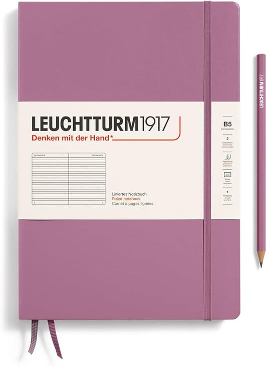 LEUCHTTURM1917 - Notebook Hardcover Composition B5-219 Numbered Pages for Writing and Journaling (Dusty Rose, Ruled)