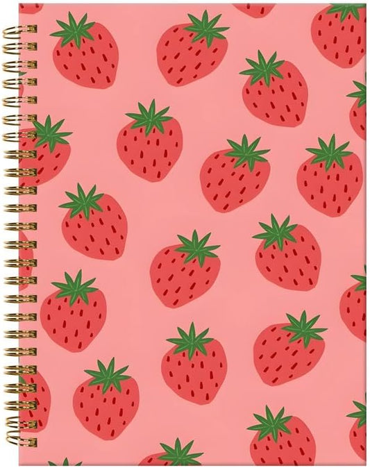 Spiral Journal Notebook,A5 Hardcover Lined Journals for Women Girl 6 x 8.3 in,120 Pages Thick Paper,Cute College Ruled Writing Notebook for Gifts Office Work School(Pink Strawberry)
